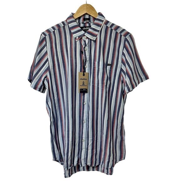 Chubbies The Classy Slub Poplin Friday Button Shirt Size M Striped Resort Vacay - Picture 1 of 7